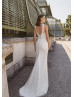 Beaded Ivory Lace Satin Chic Wedding Dress